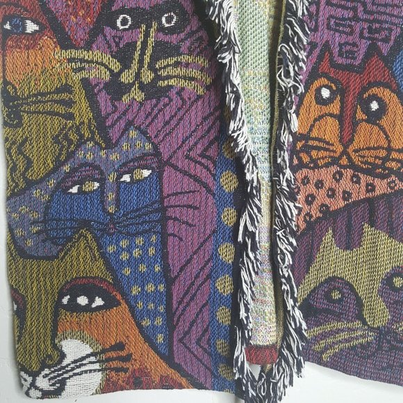 Vintage Nita Originals Cat Print Maxi Vest Sweater Bohemian Hippie Art LG- XLg - Picture 4 of 9